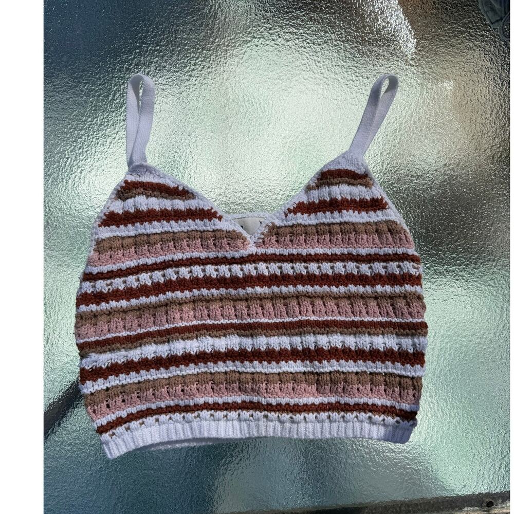 Hollister Crochet Striped Cami Crop Top XS Y2K